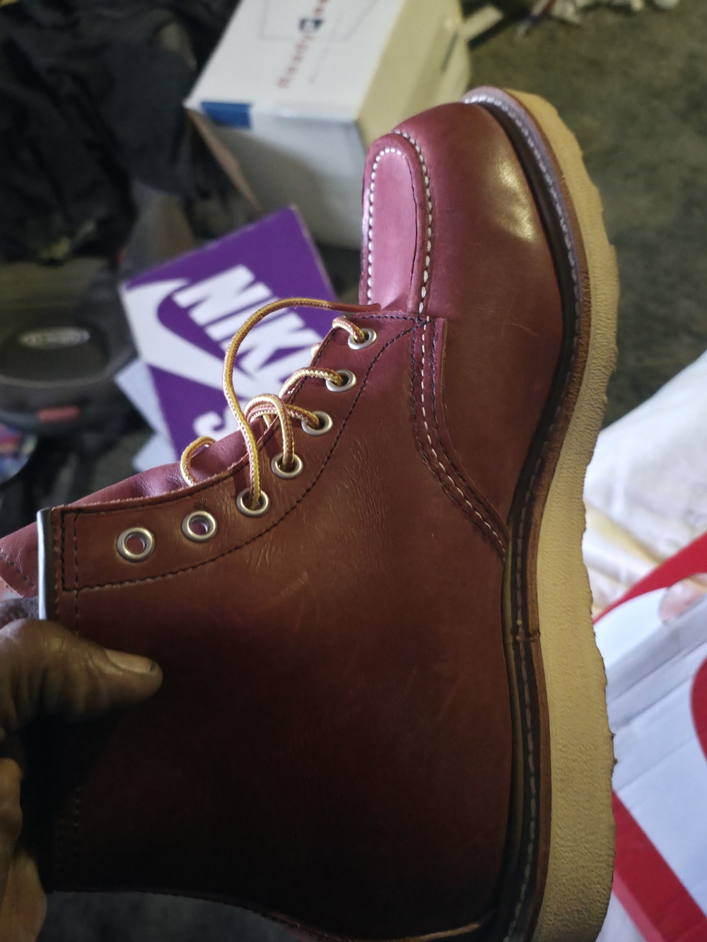 Red Wing Shoes Men's Burgundy Moc Toe Work Boot